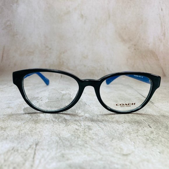 Coach Oval Black Blue And Silver Eyeglasses Glasses Frames NWOT - Picture 2 of 12
